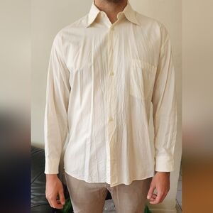 Cream Dress Shirt with Classic Pointed Collar
